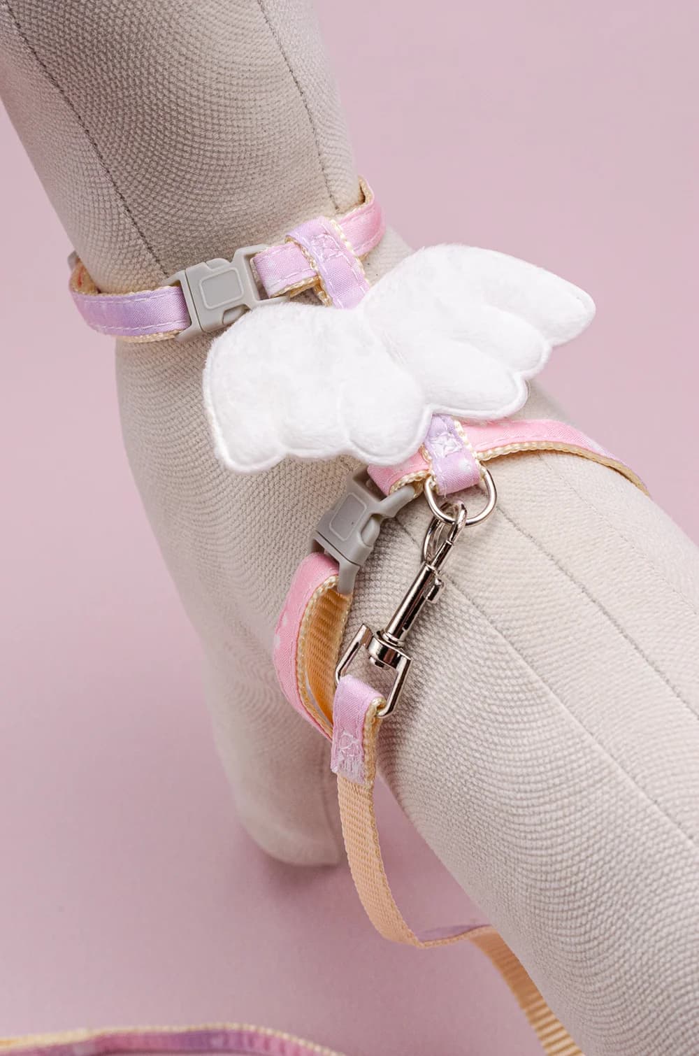 Комплект амуніції для собак анатомічна шлейка + повідець 1м "Янголятко" (рожевий) S