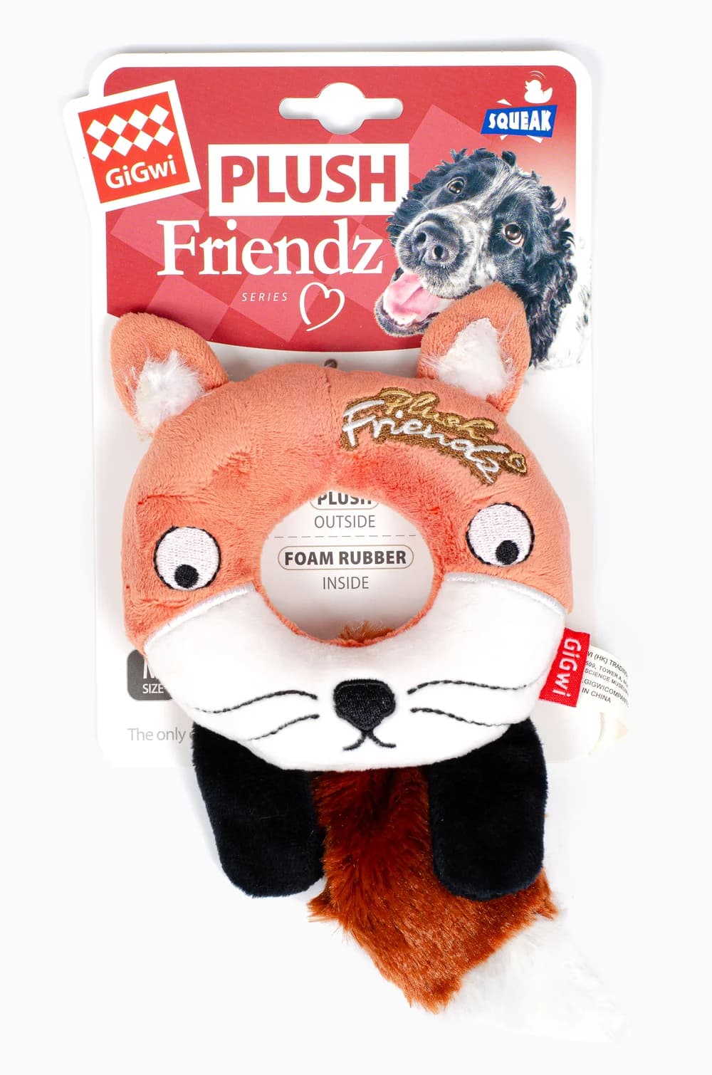 Іграшка для собак GiGwi Plush Friendz "Лисичка" з гумовим кільцем та пискавкою (19*14*3)