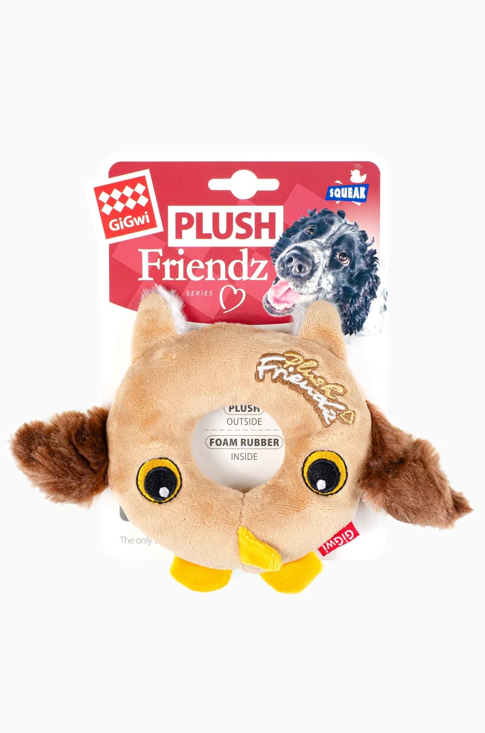 Игрушка для собак GiGwi Plush Friendz «Сова» с резиновым кольцом и пищалкой (19*14*3)