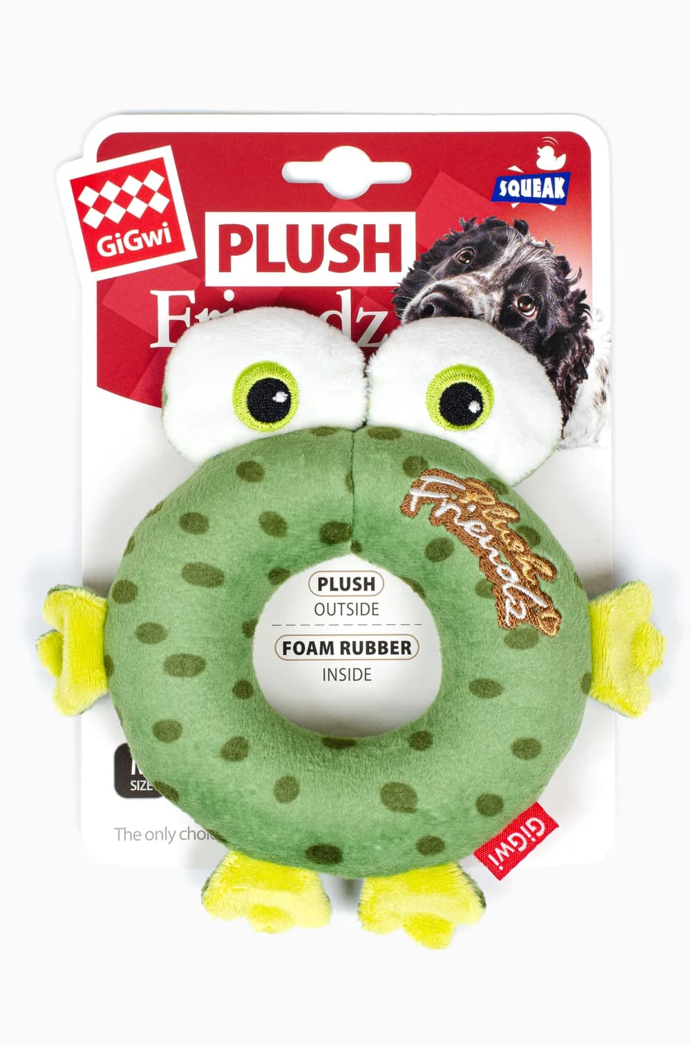 Игрушка для собак GiGwi Plush Friendz «Жабка» в виде бублика и с пищалкой (16*16*3 см)