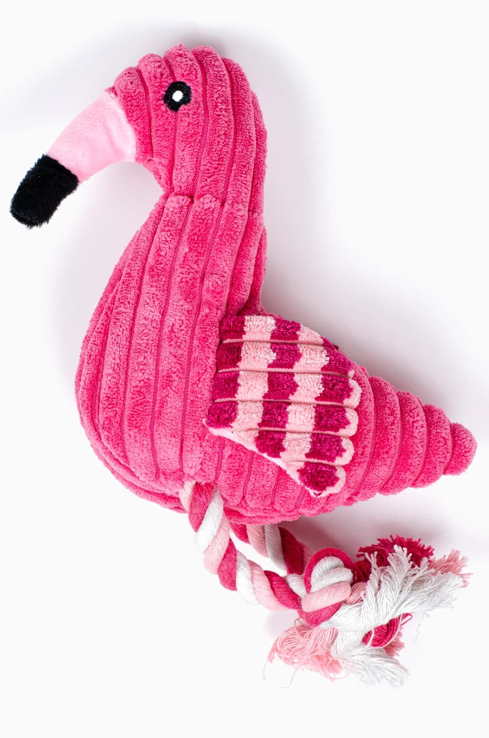Мягкая игрушка для собак Фламинго с пищалкой и канатиками 31 см