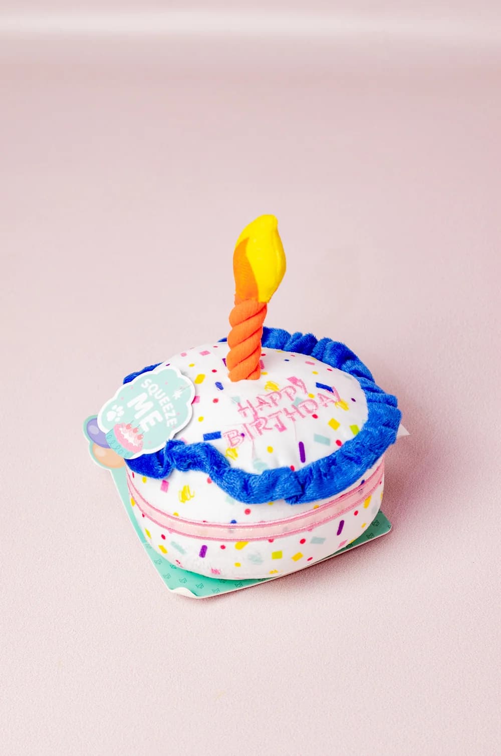 Мягкая игрушка для собак с пищалкой и канатиком "Тортик на День Рождение" (14*14*10см)