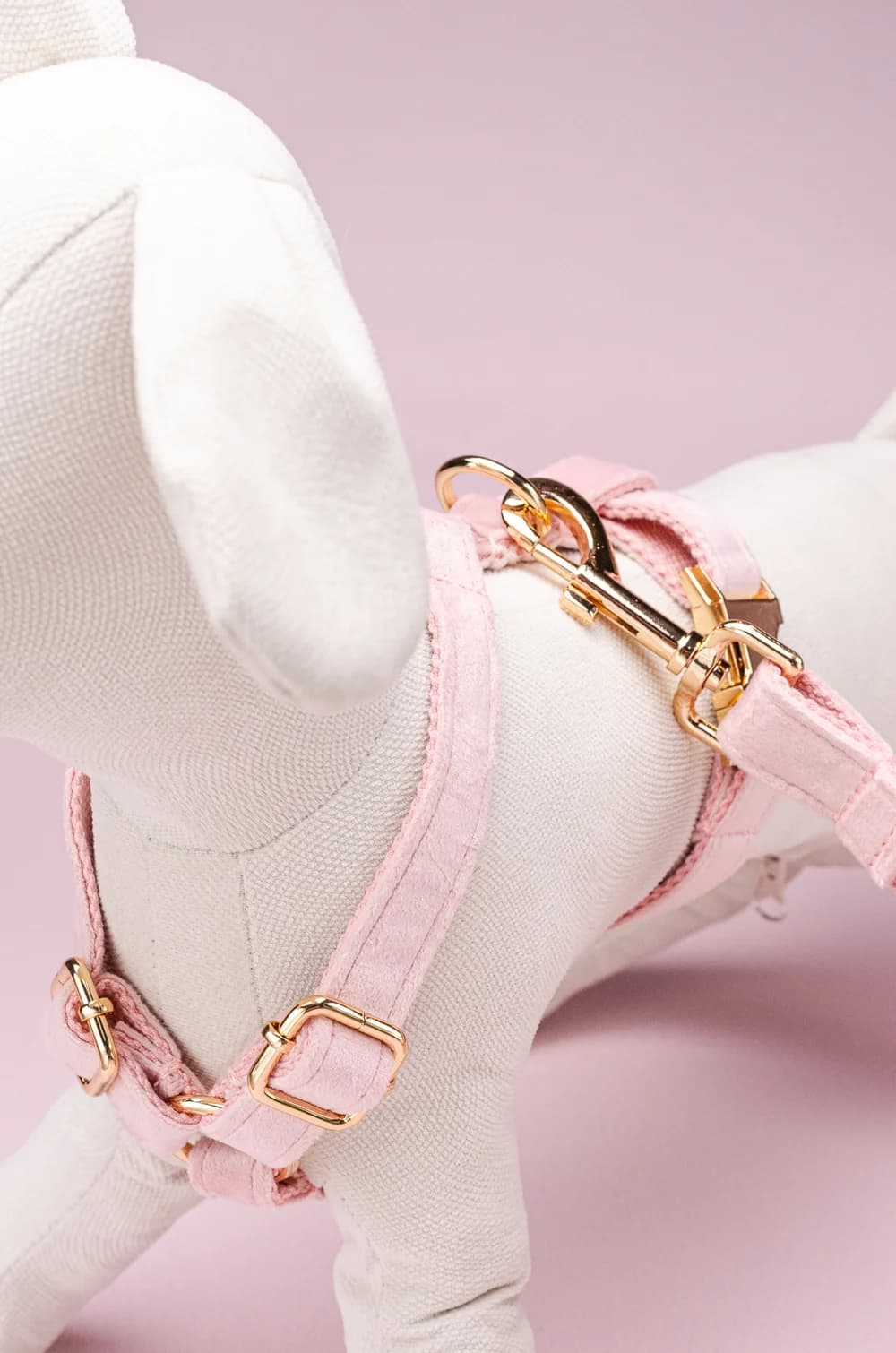 Комплект амуніції для собак шлейка + повідець 1.5м + нашийник + метелик XS (рожевий, велюр)