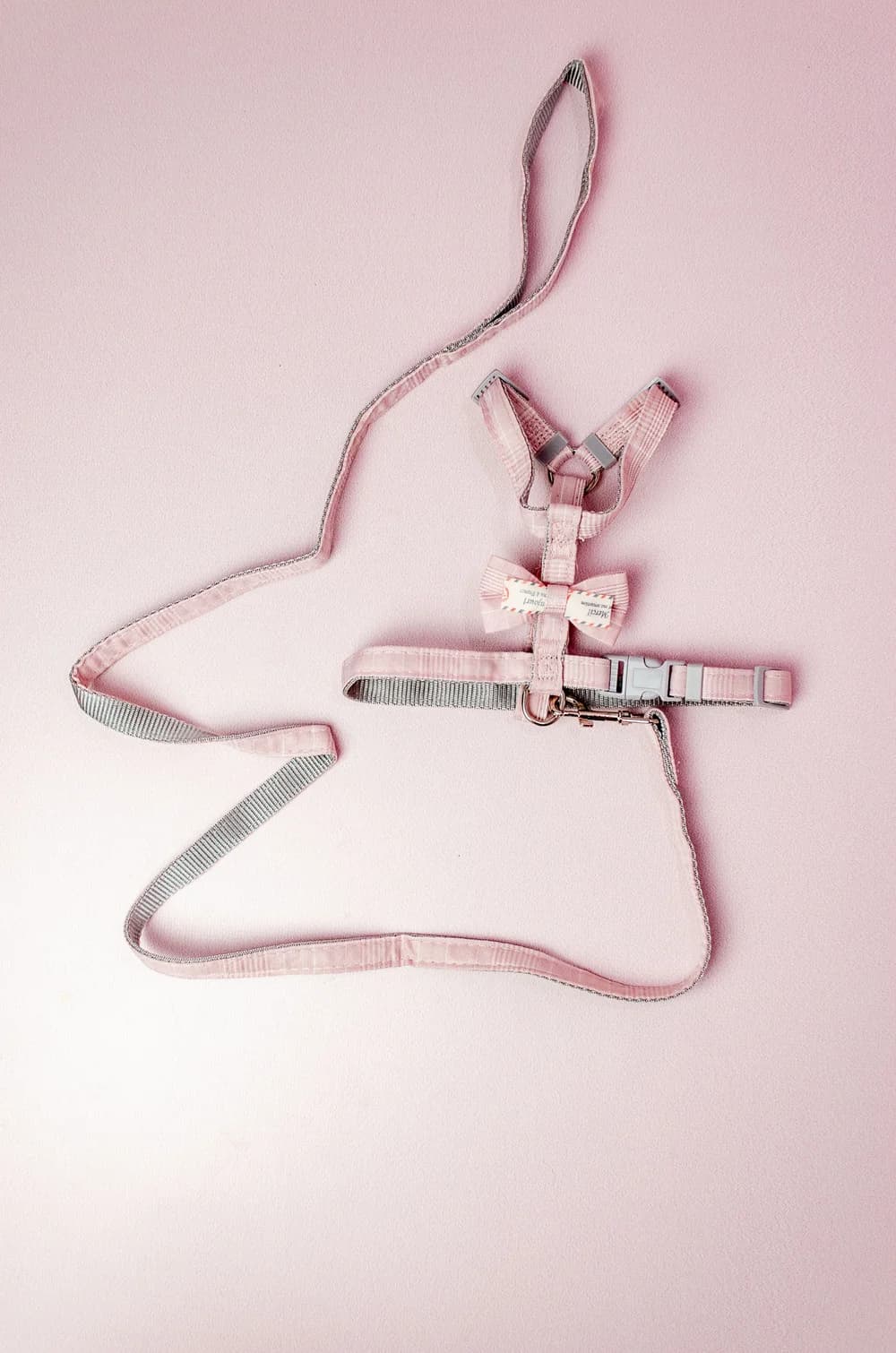 Шлейка-бантик с поводком 1,2м S (серая)