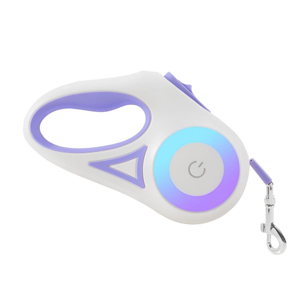 Поводок рулетка Touch Light с LED фонариком (3м, белый/фиолетовый)
