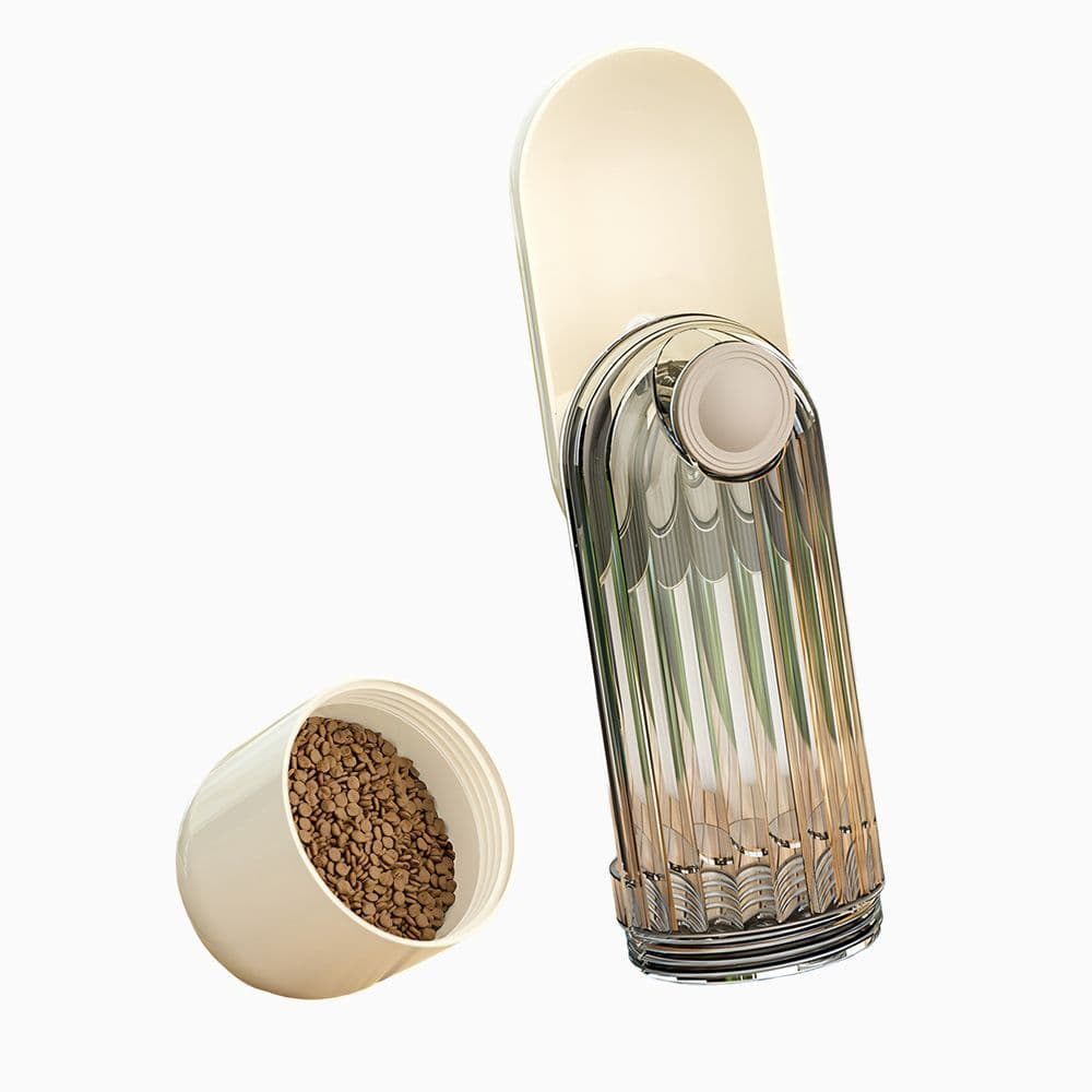 Портативная поилка для собак с контейнером для корма 280 мл + 100 мл серая