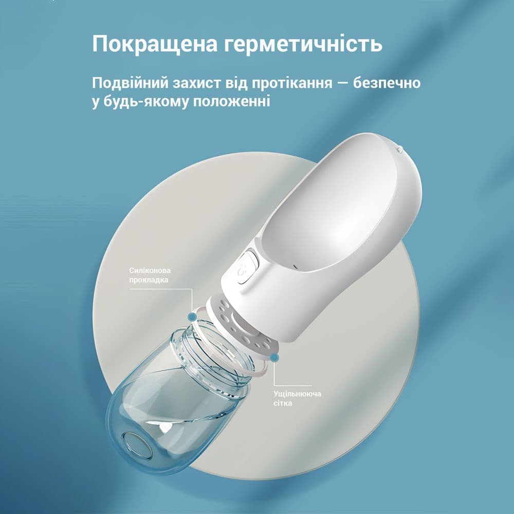 Портативна поїлка для собак 300 мл біла