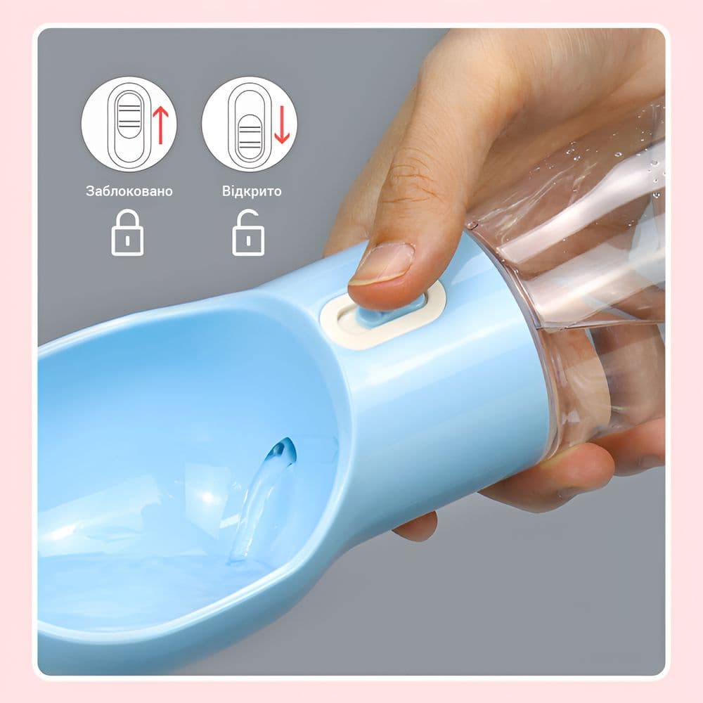 Багатофункціональна поїлка 4 в 1 для собак 258 мл + 220 мл + засоби гігієни — сіра