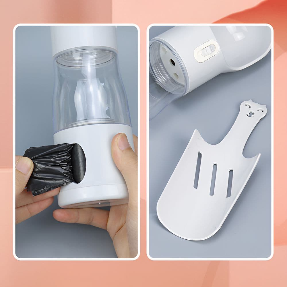 Багатофункціональна поїлка 4 в 1 для собак 258 мл + 220 мл + засоби гігієни — сіра